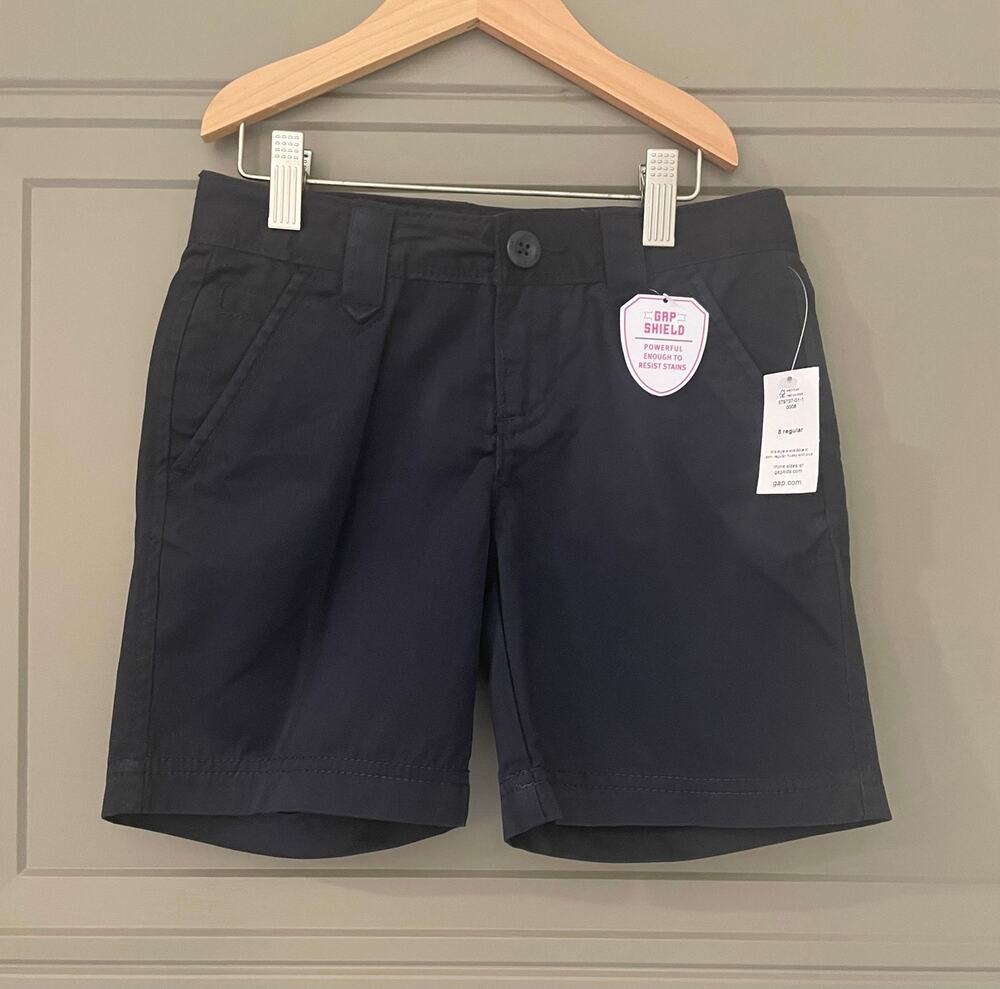 NEW Gap Kids Chino Navy Shorts 8 Adj Waist